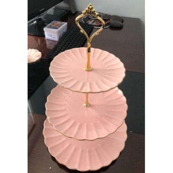 New 3 Tier Ceramic Cake Stand Wedding, Dessert Cupcake Stand for Tea Party - Picture 2 of 2